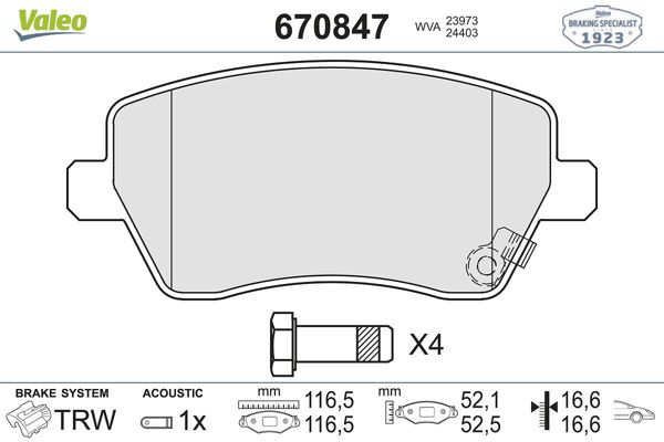 VALEO 670847 | Fren Balata Ön 06-Swıft1.3-1.5-1.6