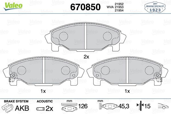 VALEO 670850 | Fren Balata Ön 93 > Du.Charade-Valera