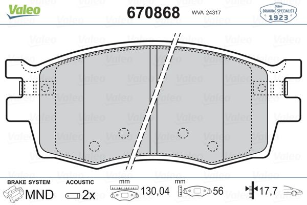VALEO 670868 | Balata Fren Ön-(Hyundai Accent-Era 07 / 11 / i20 08 / 11 1.4 Benzinli-1.4 CRDI Dizel / Rio 06 / 11)