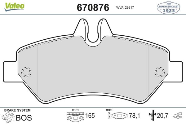VALEO 670876 | Fren Balata Arka 06-Crafter-Sprter