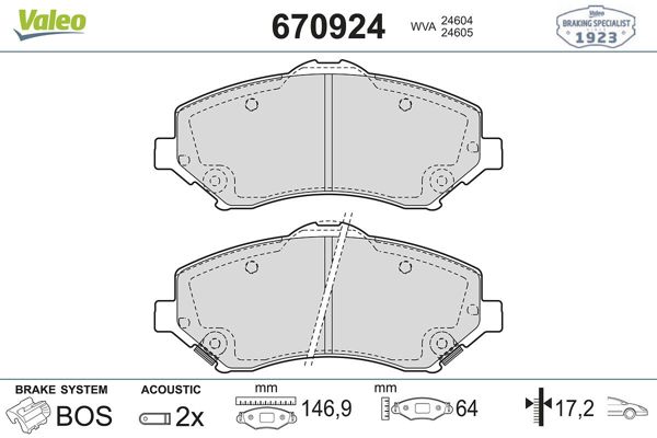 VALEO 670924 | Fren Balata Ön 12-Freemont