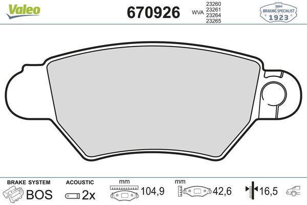 VALEO 670926 | Fren Balata Arka Astra.G-Zafira