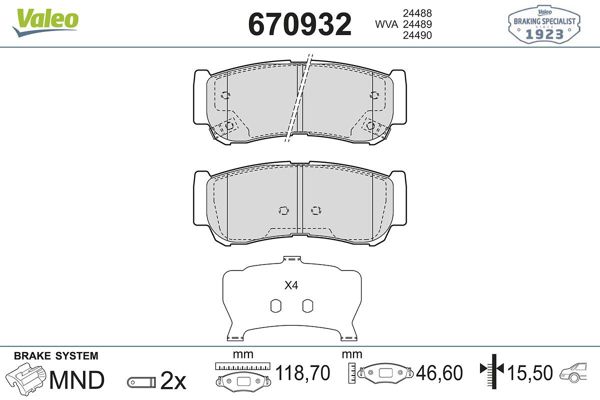 VALEO 670932 | Fren Balata Arka 06-Santa Fe 2.2 CRDI