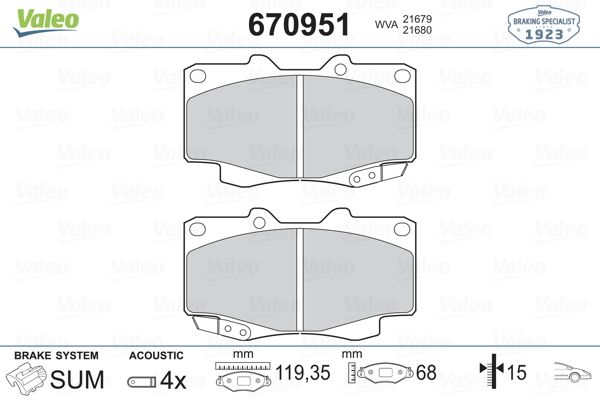 VALEO 670951 | Fren Balata Ön 02-Hilux Pick Up4×4