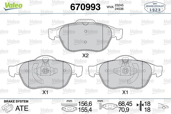 VALEO 670993 | Fren Balata Ön 06-Megane.II-Lgn.II 1.5 DCI-1.6-2.0
