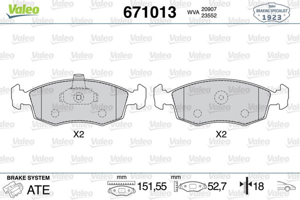 VALEO 671013 | Fren Balata Ön 03-06 Doblo
