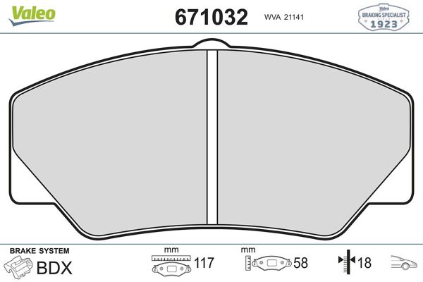VALEO 671032 | Fren Balatası Ön Ford Transit 100-P100 Sıerra