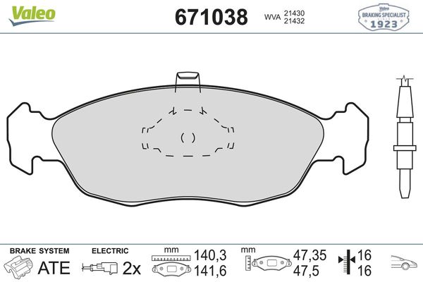 VALEO 671038 | Fren Balata Ön 96-Pt.106-306 1.6 + Fs