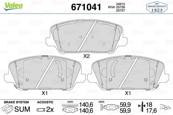 VALEO 671041 | Fren Balata Ön 15- i30-Ceed 16Jant