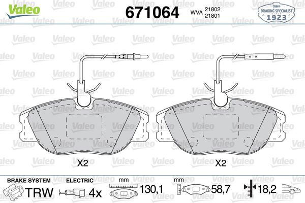 VALEO 671064 | Ön Fren Balatası Expert Scudo Jumpy P806 Evasıon (Fişli) 2.0 HDI 2.0 16V (00 06)