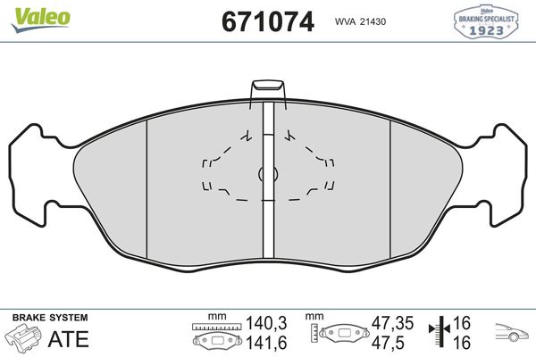 VALEO 671074 | Fren Balata Ön 96-Pt.106-306 1.6-Fs