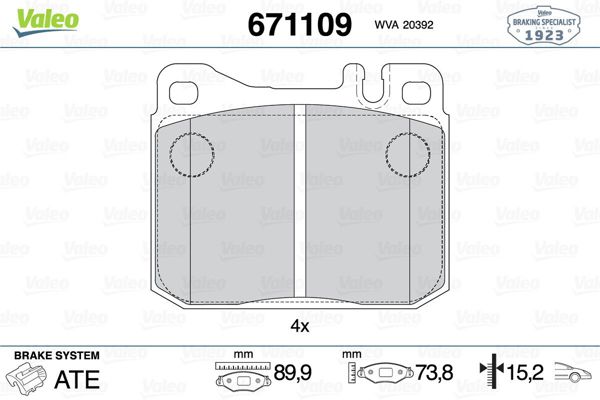VALEO 671109 | Fren Balatası (Mercedes W123 On)