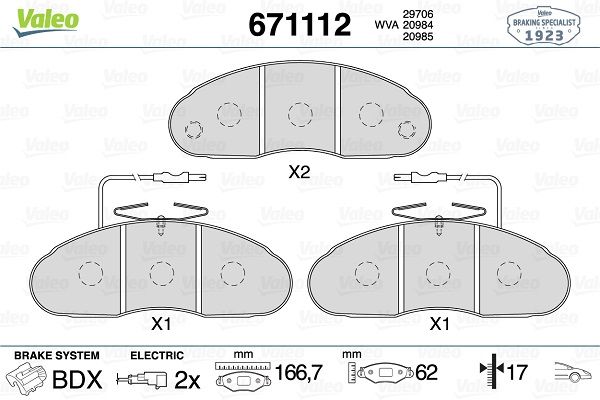 VALEO 671112 | Fren Balatası Ön Nissan Trade Motor Iberıca Avıa 2000 Renault Traffic 89-97