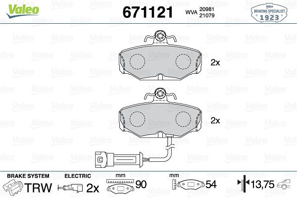 VALEO 671121 | Fren Balatası Arka İkaz Kablolu Ford Scorpio 2.0I 2.4I 2.9I 94