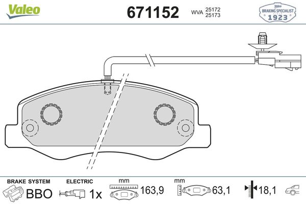 VALEO 671152 | Fren Balata Arka 10-Master-Movano.B Çift Teker