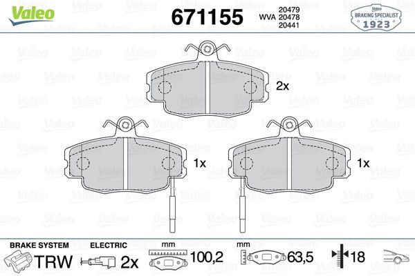 VALEO 671155 | Fren Balatası Ön Peugeot: 205 309 Renault: Clio II