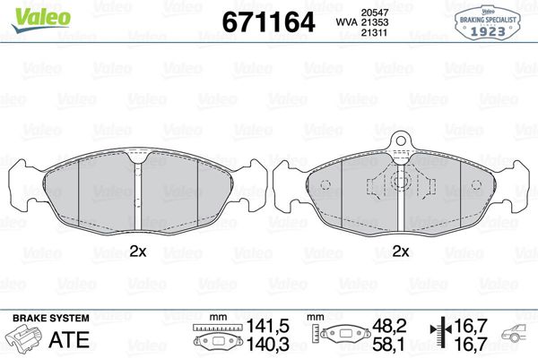 VALEO 671164 | Fren Balatası Arka Jaguar Xj Xj8 Xjs Daımler