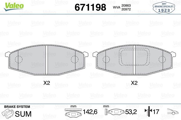 VALEO 671198 | Fren Balatası Ön Nissan Patrol 160 260 R160 83-01