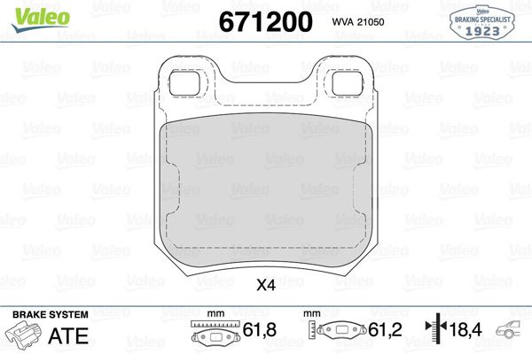 VALEO 671200 | Fren Balatası Arka (61mm) Vectra B 99= >