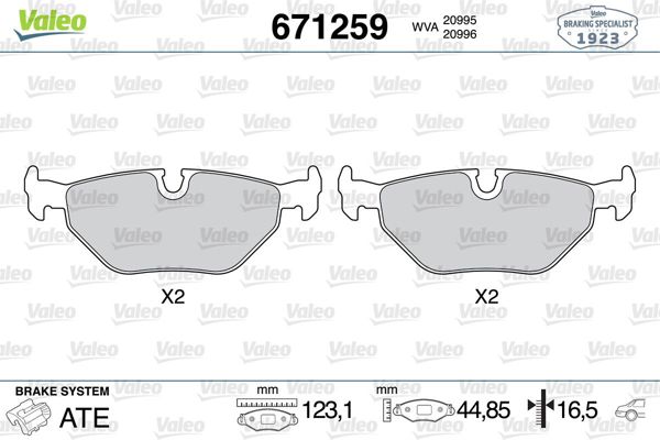 VALEO 671259 | Fren Balatası Arka BMW E32 E34 E36