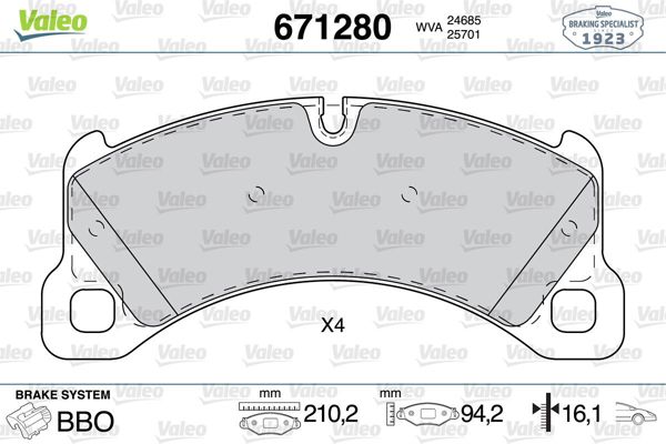 VALEO 671280 | Ön Fren Balatası-16,1mm VW Touareg Porsche Cayenne