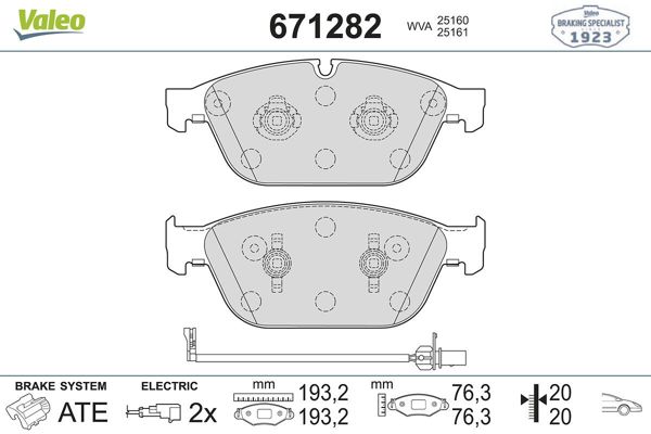 VALEO 671282 | Ön Fren Balatası-(Audi A6 11-18 A7 11-18)