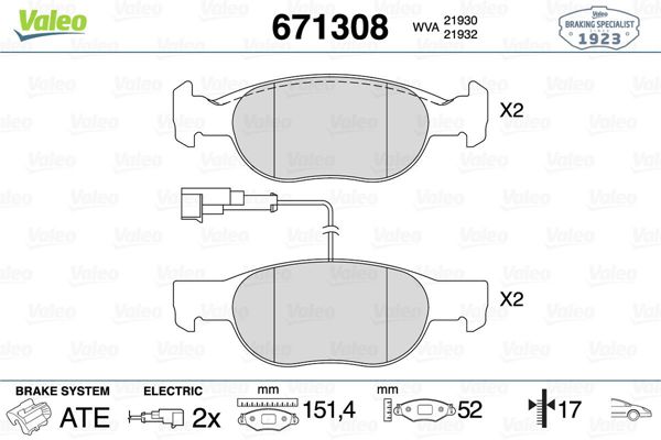 VALEO 671308 | Fren Balata Ön 96-02 Marea-Brv 2.0-2.4 + Fs