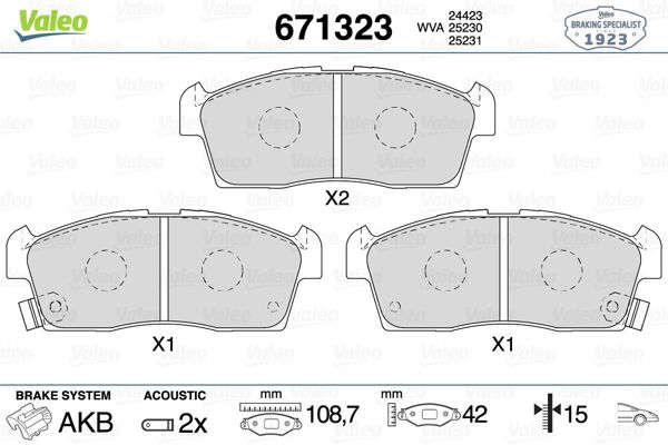 VALEO 671323 | Fren Balatası Ön Citroen C-Zero 10-Mitsubishi I Mıev 10-Peugeot Ion 10 -