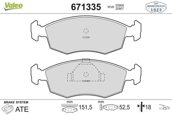 VALEO 671335 | Fren Balatası Ön Ford Escort IV-Fiesta IV