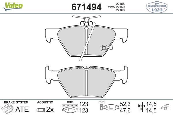 VALEO 671494 | Fren Balata Arka 17-Impreza