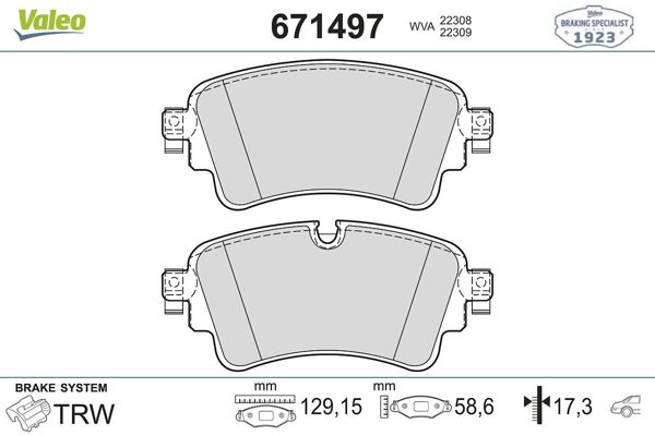 VALEO 671497 | Fren Balata Arka 16-Aı.A4-A5-Q5-Q7