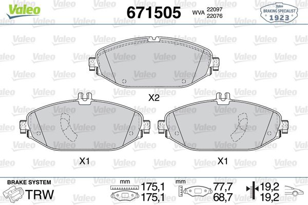 VALEO 671505 | Fren Balata Ön 14-C-Seri (W205) E-Seri (W213)