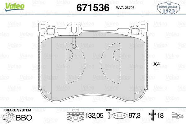 VALEO 671536 | Fren Balatası Ön S-Class W222 13-C217 14-A217 15 -