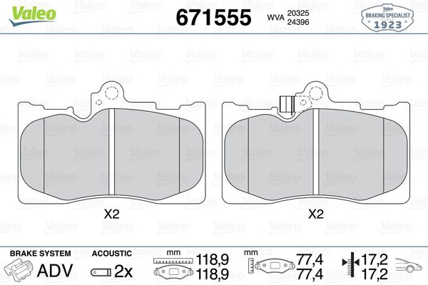 VALEO 671555 | Fren Balatası Ön Lexus Gs 250 2.5 12-Gs 300 3.0 05-11 Gs 300H 2.5 13-Gs 350 3.5 05 -