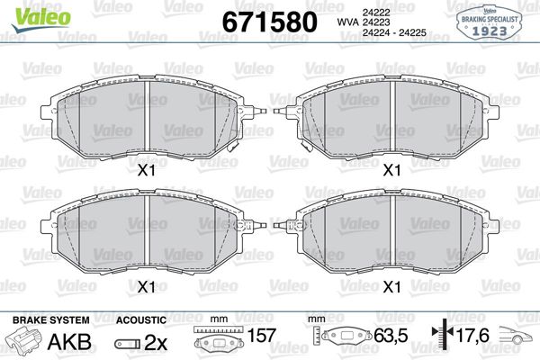 VALEO 671580 | Fren Balata Ön 13-Legacy-Forester