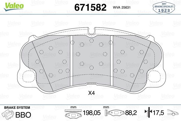 VALEO 671582 | Fren Balata Ön 14-Pe.911 3.8