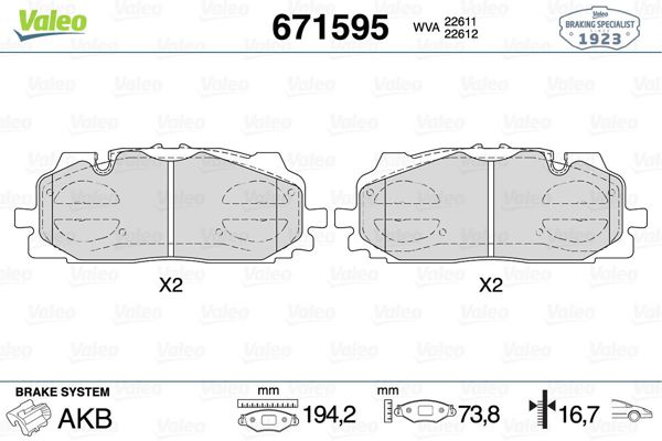 VALEO 671595 | Fren Balata Ön 18-Touareg