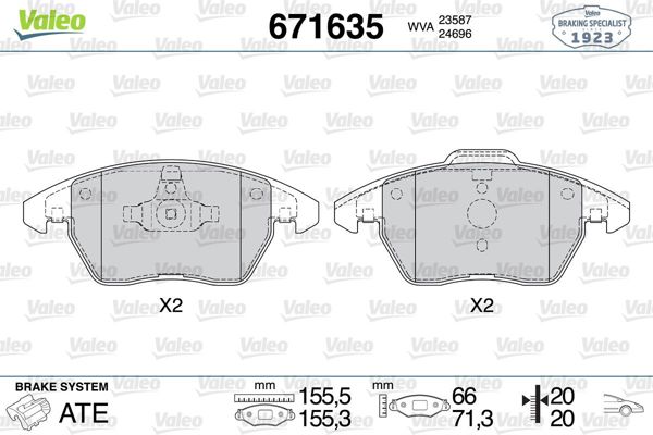 VALEO 671635 | Fren Balatası Ön Polo 13-18 A1 11-18 Ibiza 13-17 1.0 TSI Chze Cwza