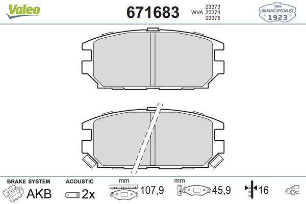 VALEO 671683 | Fren Balatası Arka Dodge Chrysler Stealth 3.0 89-96 Mitsubishi Galant 2.5 11 92-96