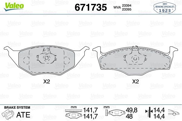 VALEO 671735 | Fren Balatası Ön Volkswagen Lupo 1.2D 1.4D 99-05