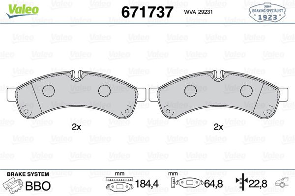 VALEO 671737 | Fren Balatası Arka-Iveco: Daily 06-11