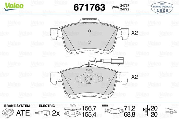 VALEO 671763 | Fren Balata Ön 10-Doblo