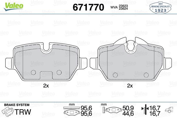 VALEO 671770 | Fren Balata Arka 10-Mini Cooper