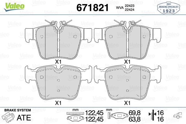 VALEO 671821 | Fren Balata Arka 15-C-Seri