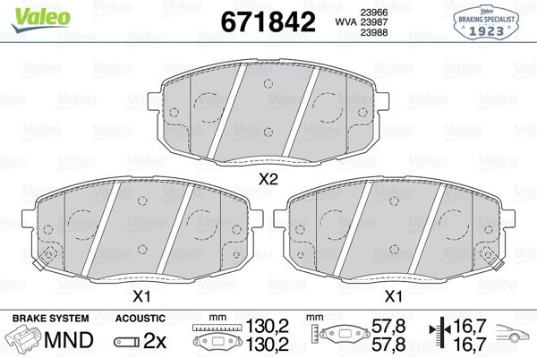 VALEO 671842 | Balata Fren Ön-(Kia Carens 02 / Cerato 2016 /)