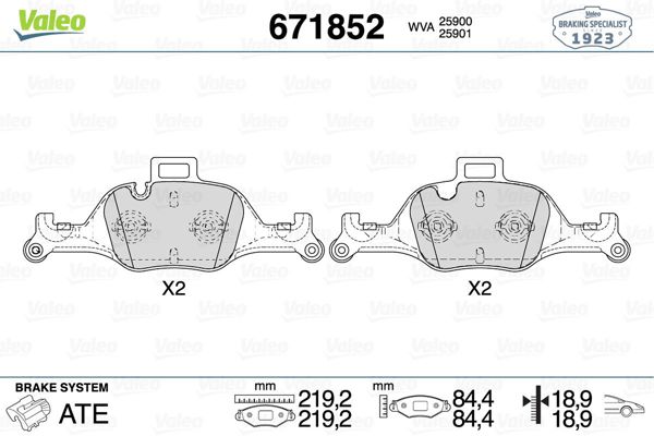 VALEO 671852 | Fren Balata Ön 19-Bw.3-Seri 17-5-Seri-X3-X4-X5