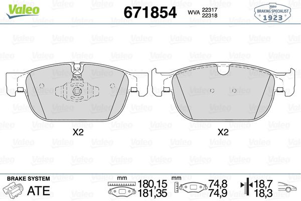 VALEO 671854 | Fren Balata Ön 15-Vo.Xc90