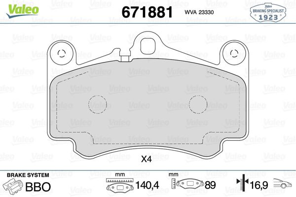 VALEO 671881 | Fren Balata Ön 99-13 Pe.911