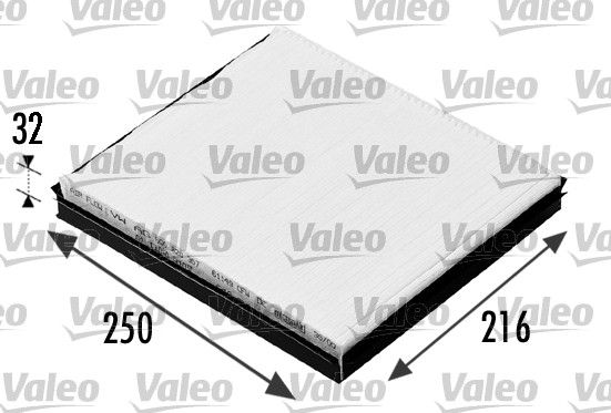 VALEO 698685 | Polen Filtresi-Karbonsuz-249X216x32 (VW Polo 02-10 Seat Ibiza 02-10 Skoda Fabia 00-14)