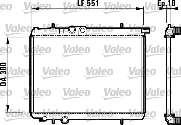 VALEO 732886 | Motor Su Radyatörü P206 P206 + (T3e) 1,1I / 1,4I / 1.6 16V 98-Klimalı Ölçü: (380*551,3*18) / (133038)